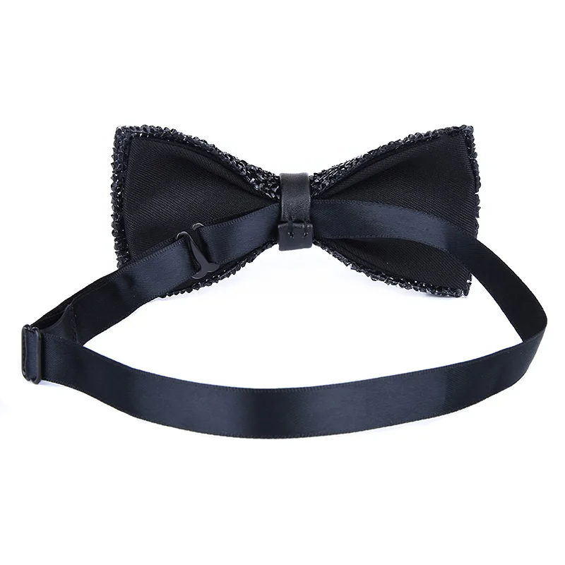 1 Piece Men's Glitter Rhinestone Bow Tie Shiny Full Rhinestone Bow Banquet Party Wedding Stage Event Gold Silver