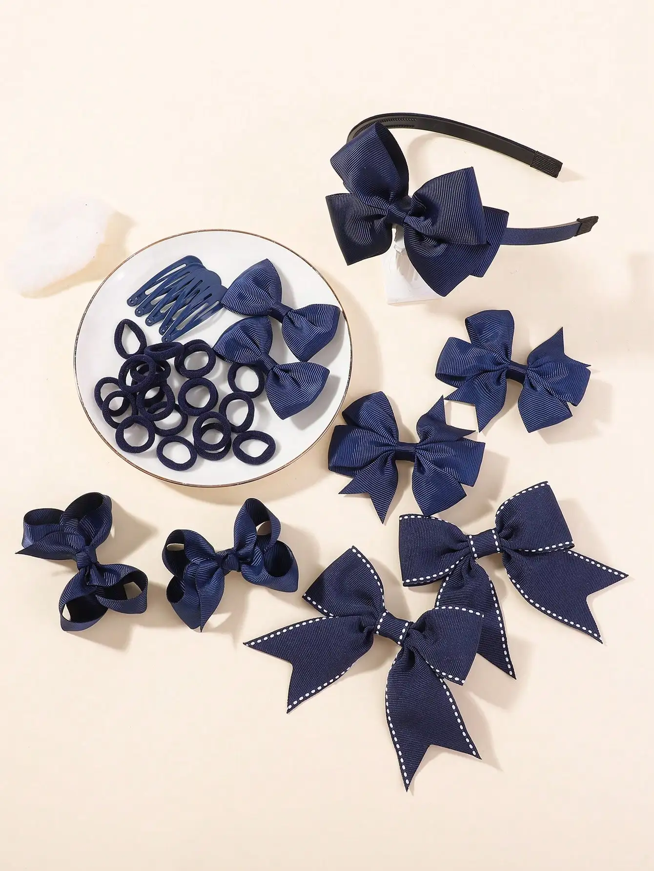 34Pcs/Set New Fashion Layered Hairbands Ribbon Bows Headband Hair Clips BB Clips Hair Ties Handmade Hair Accessories Girls