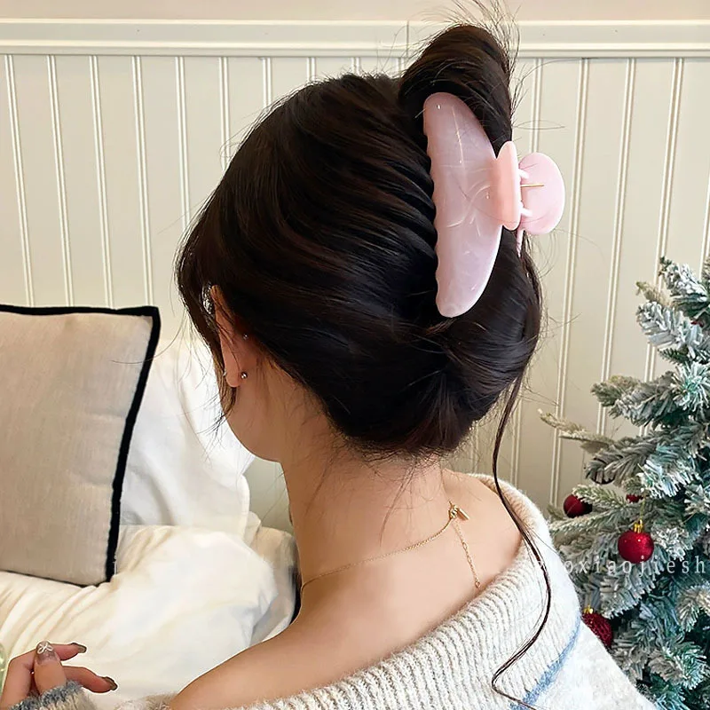 1pc Water-ink Texture High-end Feeling Ponytail Claw Clip Back of Head Clip for Women Large Size for Thick Hair Shark Clip