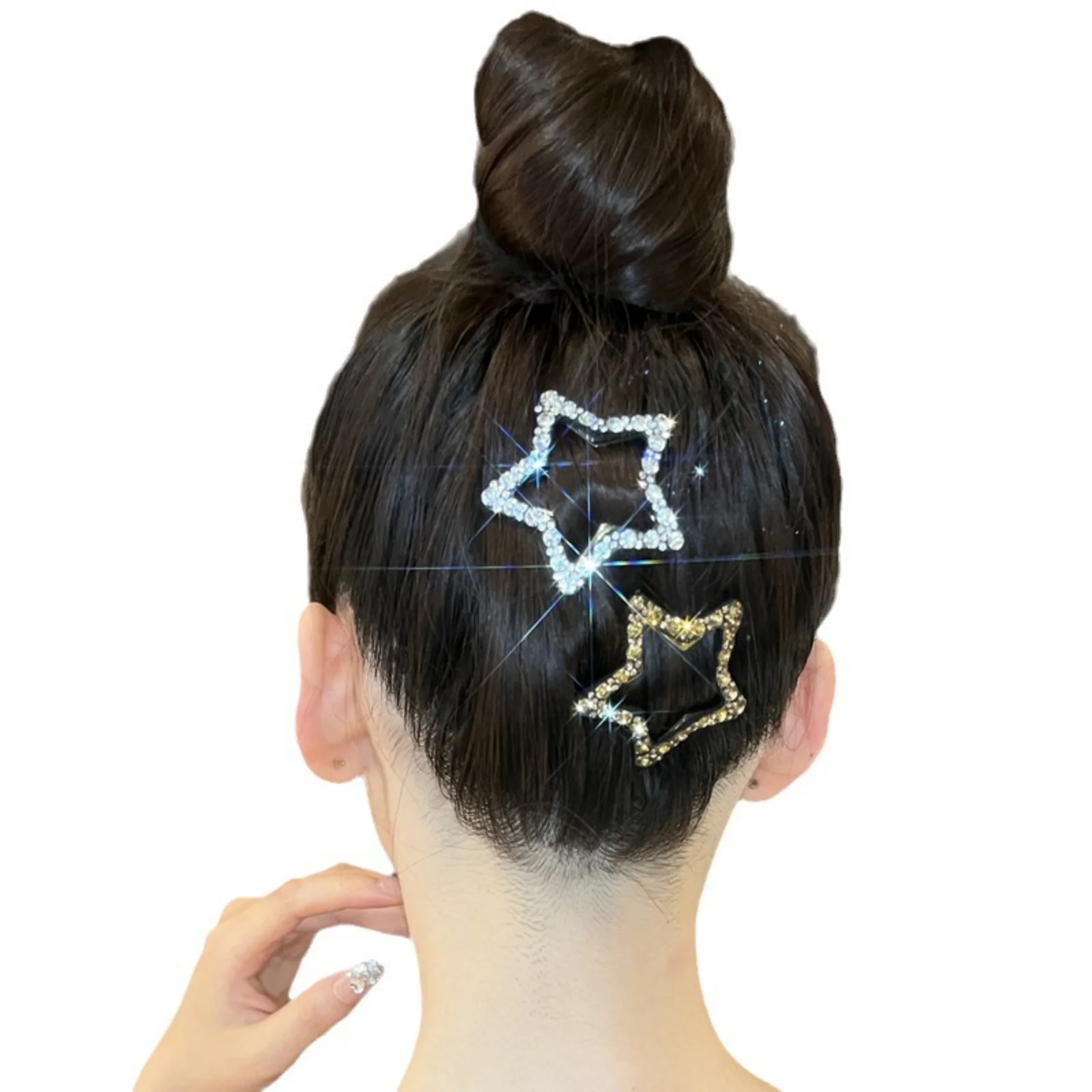 1/4PCS Rhinestone Star Hair Clips for Women: Stylish Hair Accessories to Elevate Your Updo, Ideal for Parties & Daily Looks