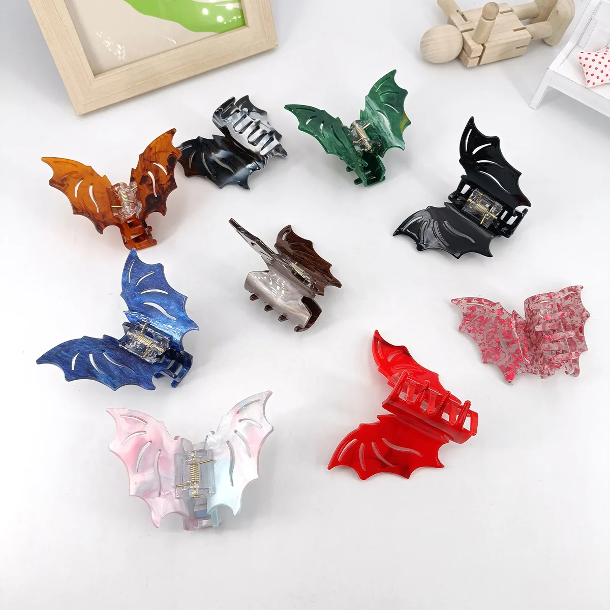 Bat-shaped Acetic Acid Material Halloween Funny Updo Festival Dress Hair Grab Hair Accessories for Women