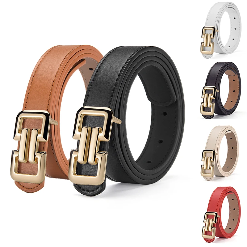 1-3pcs Simple Retro Color PU Belt Paired With Women's Dress Wide-leg Pants Belt Fashionable Smooth Buckle Belt Design