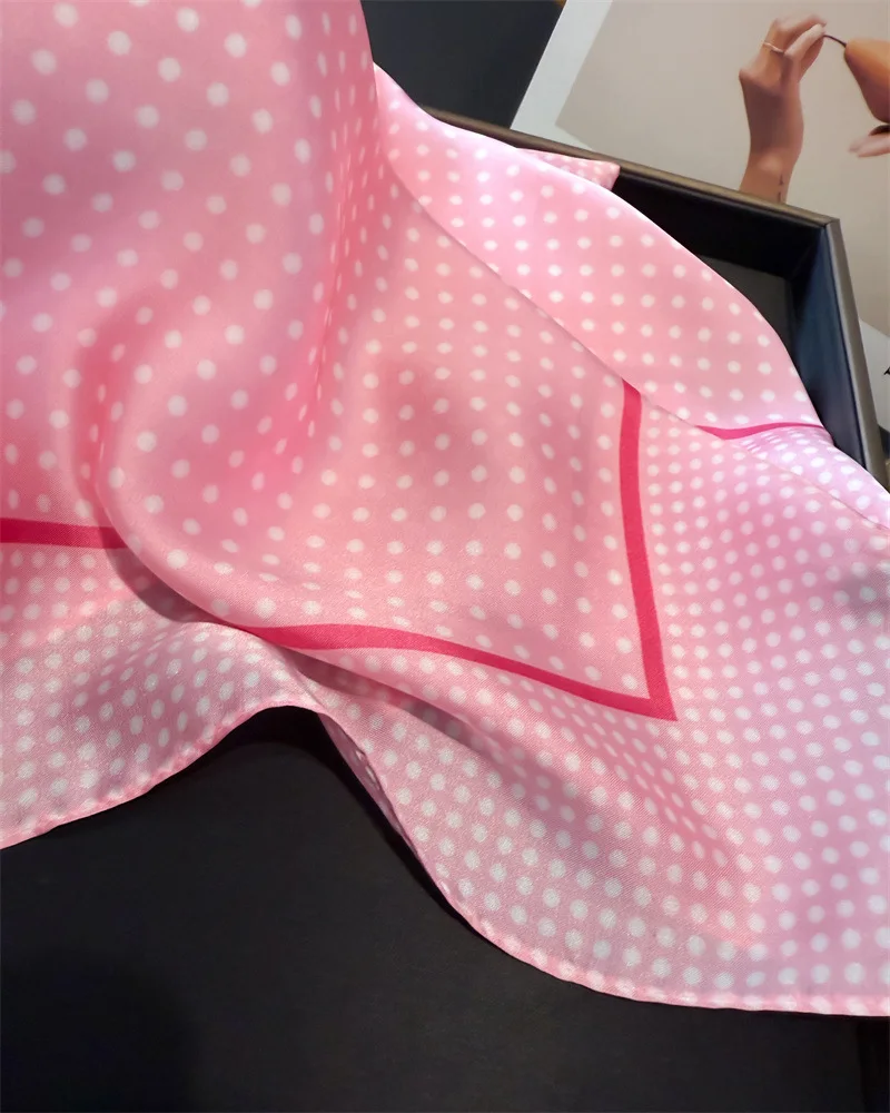 Luxury Brand 2025 Dot Print Square Silk Scarf for Women Hijab Hair Bands 70cm Neckerchief Female Satin Shawl Ribbon Headband