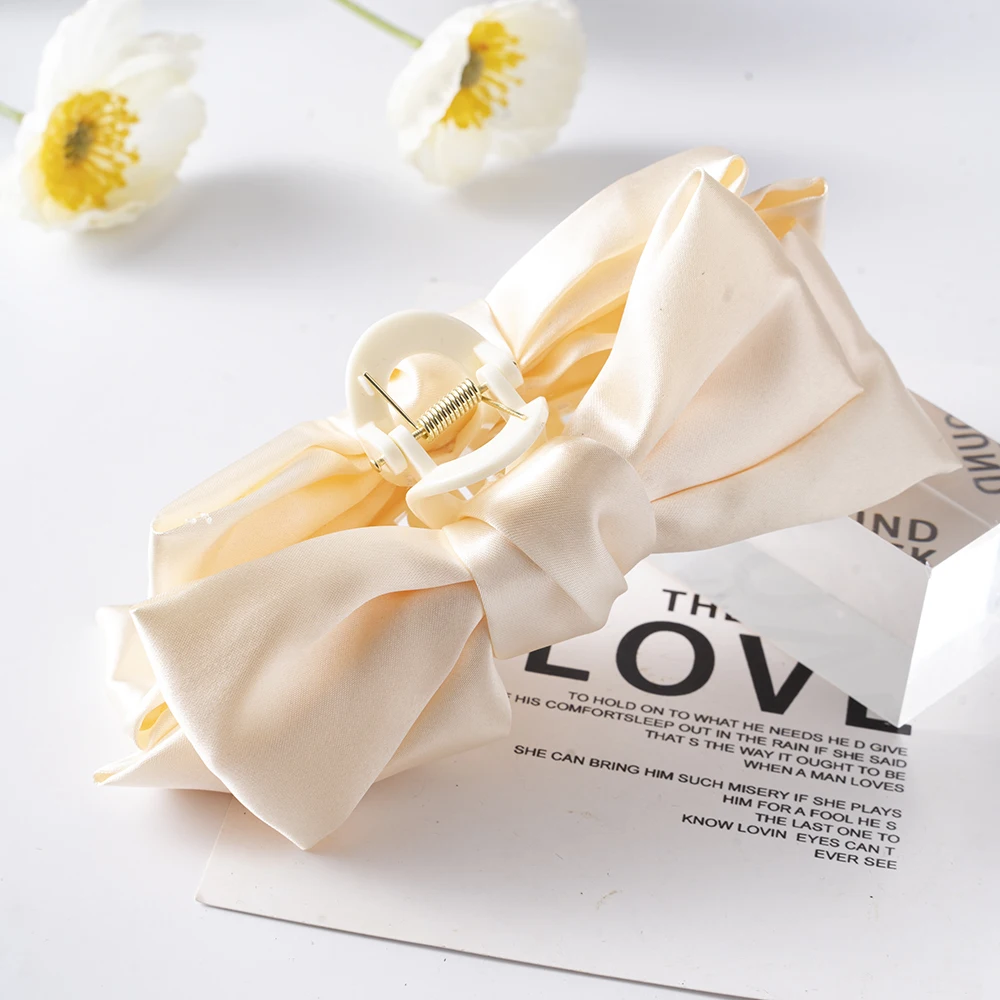 Bow Hair Claws Clip Large Shark Claw Hair Clips Solid Bowknot Hairpin Barrettes for Ponytail Women Hair Accessories Headbands
