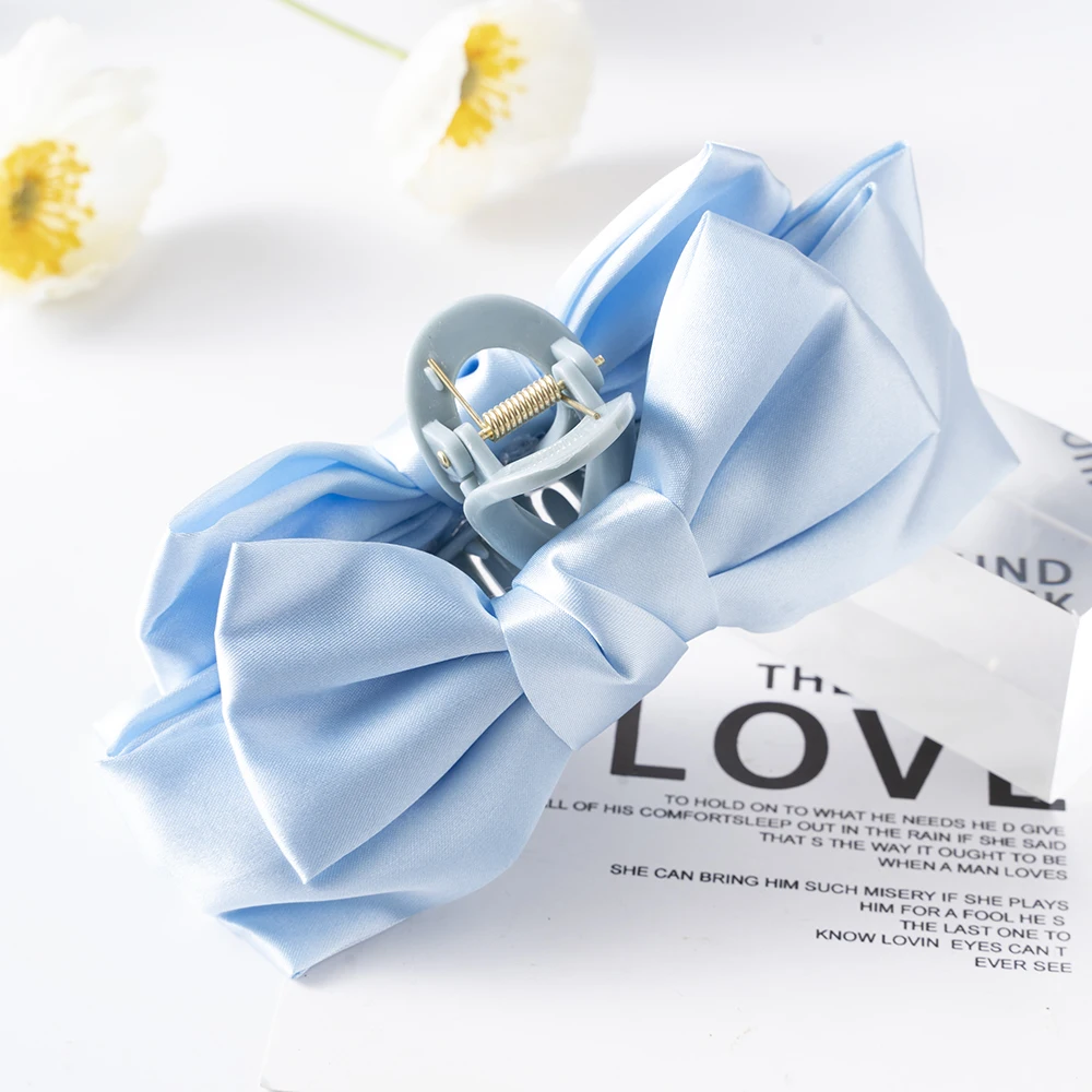 Bow Hair Claws Clip Large Shark Claw Hair Clips Solid Bowknot Hairpin Barrettes for Ponytail Women Hair Accessories Headbands