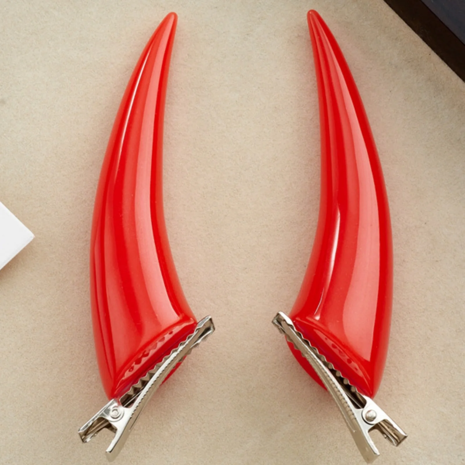 2PCS Dark Gothic Devil Horn Edge Plier Hair Halloween Costume Cartoon Black Hair Accessories Hair Clips Casual