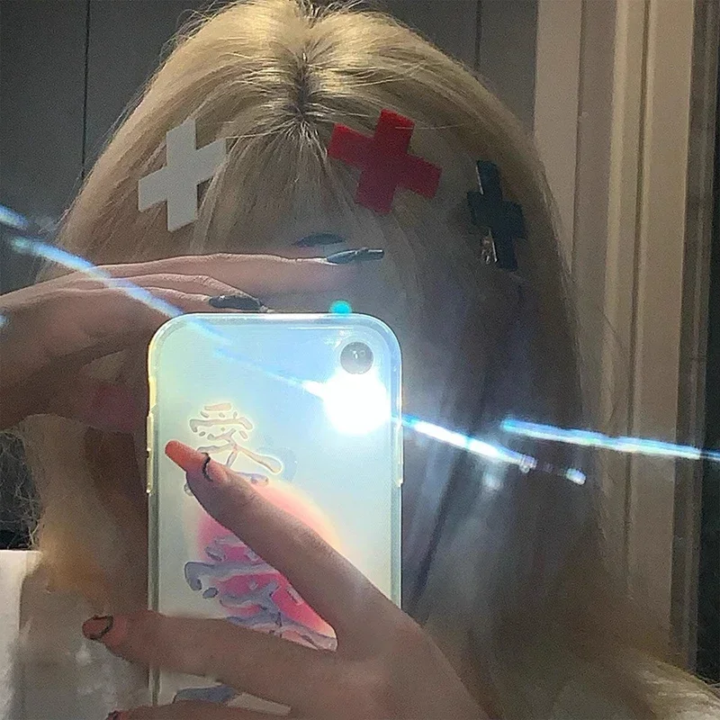 Gothic Acrylic Cross Hairpins for Spicy Girls Hair Clip Fashion Girl Party Gift Y2K Women Accessories Headwear Bobby Pins