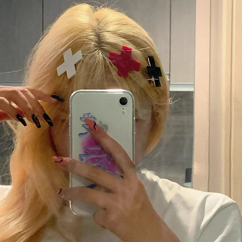 Gothic Acrylic Cross Hairpins for Spicy Girls Hair Clip Fashion Girl Party Gift Y2K Women Accessories Headwear Bobby Pins