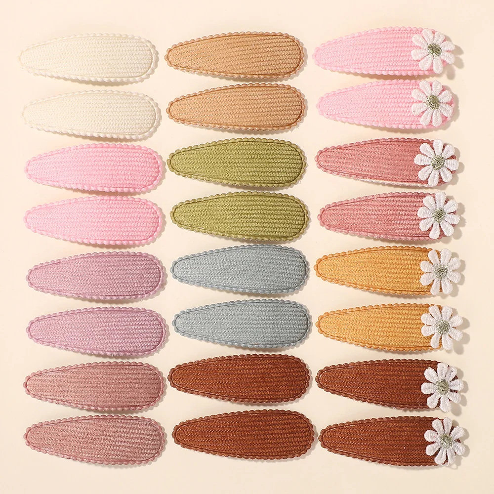 20Pcs Sweet Random Color Hair Clip Flower BB Hairpins Cute Handmade Printing Barrettes Bangs Clip Headwear Baby Hair Accessories