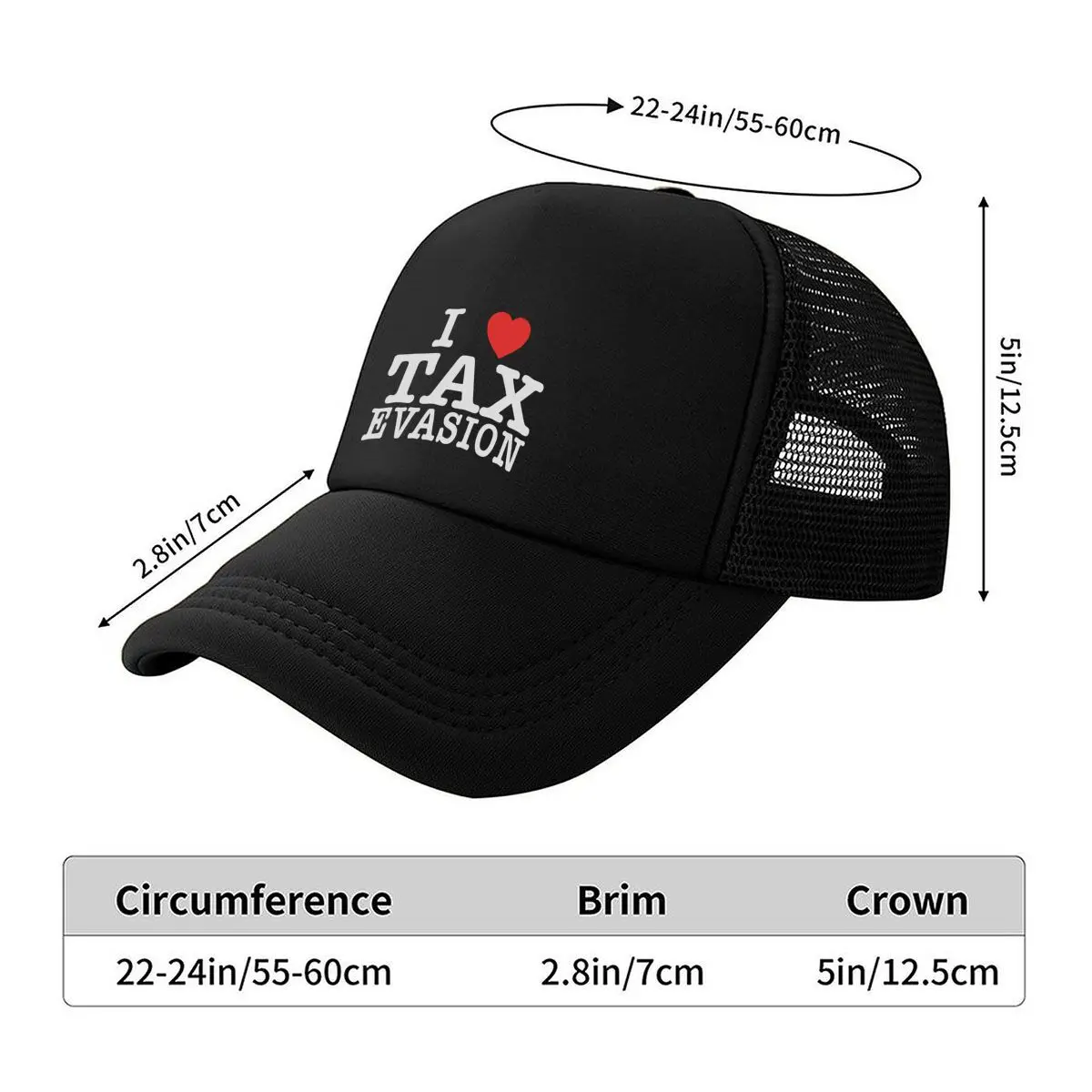 “Tax Evasion Humor, Meme Design” Mesh Baseball Cap