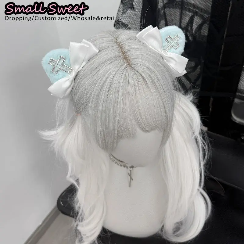 Y2K Girl Gothic Lolita Punk Hairpin Harajuku Women Diamond Cross Bow Cat Ear Hair Accessories Hair Clips Cute Hair Barrettes