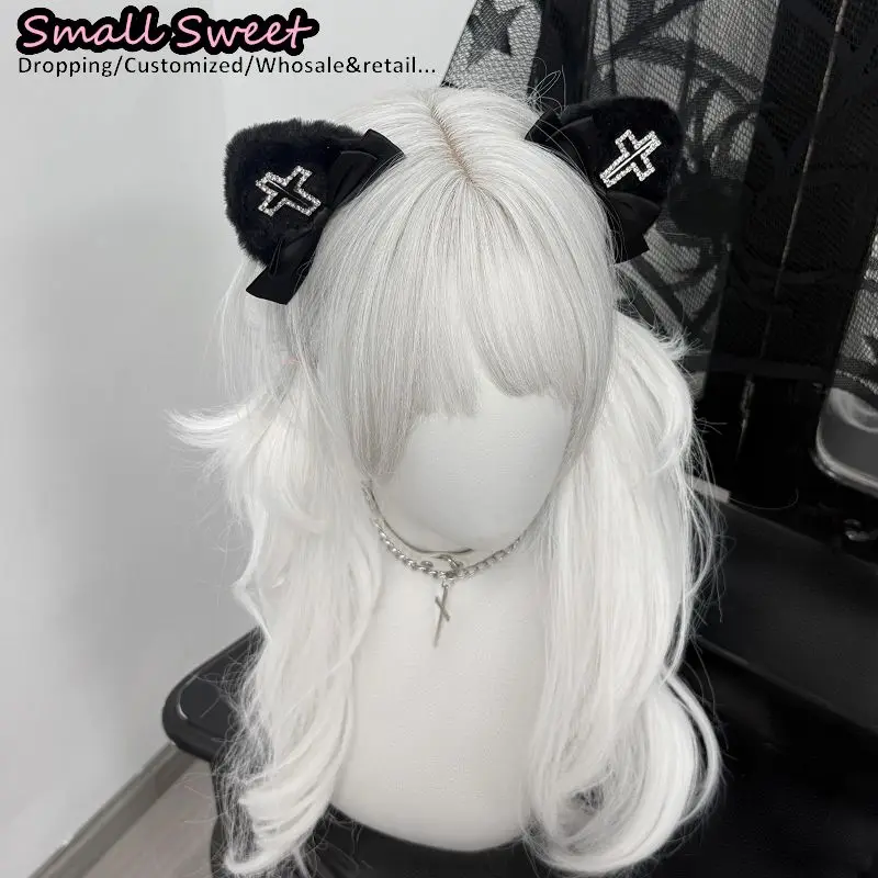 Y2K Girl Gothic Lolita Punk Hairpin Harajuku Women Diamond Cross Bow Cat Ear Hair Accessories Hair Clips Cute Hair Barrettes