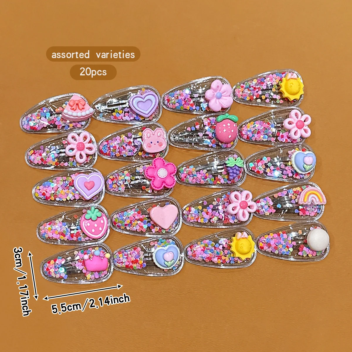20 styles of random cartoon pink BB clips suitable for daily use as hair accessories