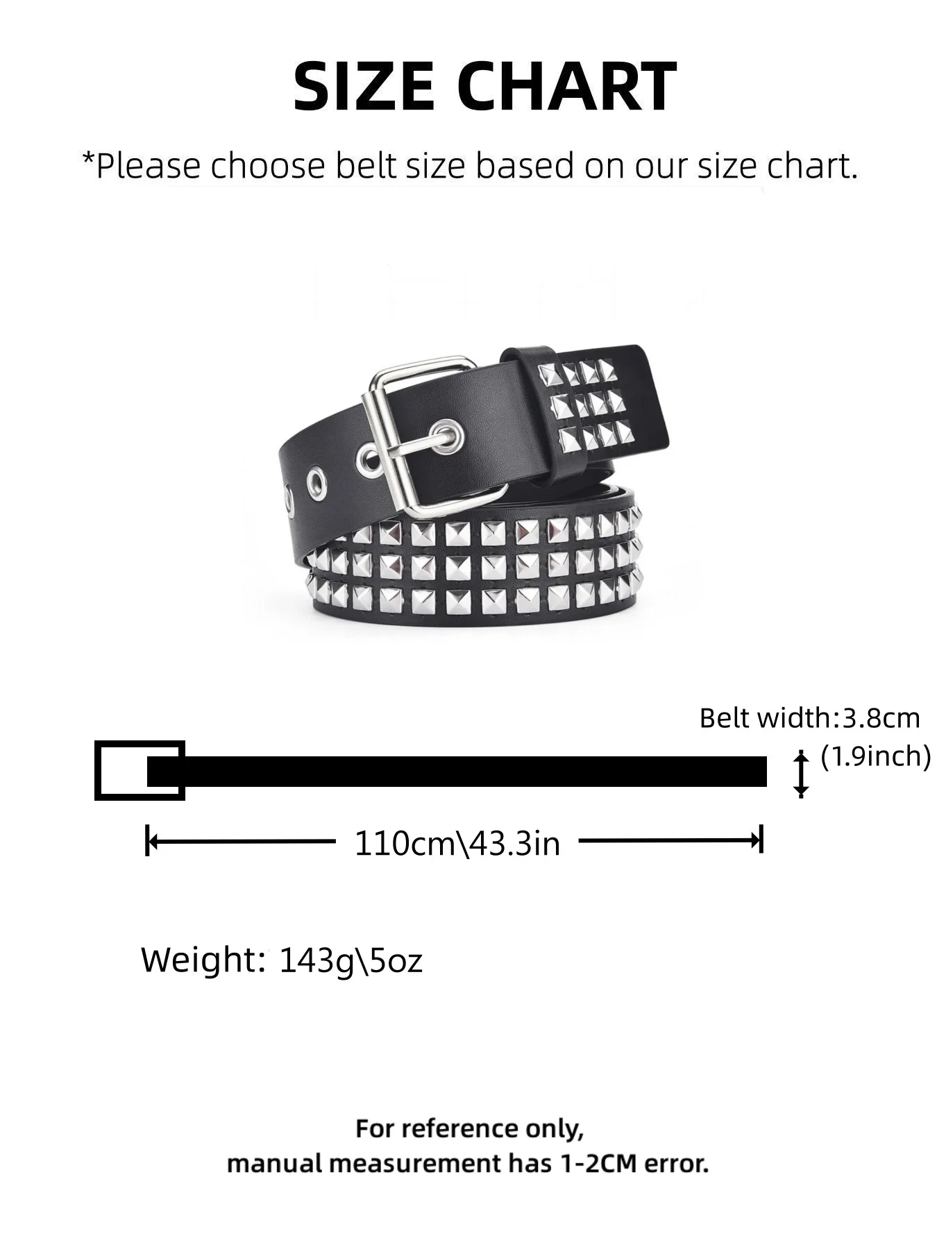 1pc New Rivet Belt Heavy Metal Belt Men Women Punk Rock Style Belt Jeans Belt Y2K Belt Fashion Decoration Women's Belts
