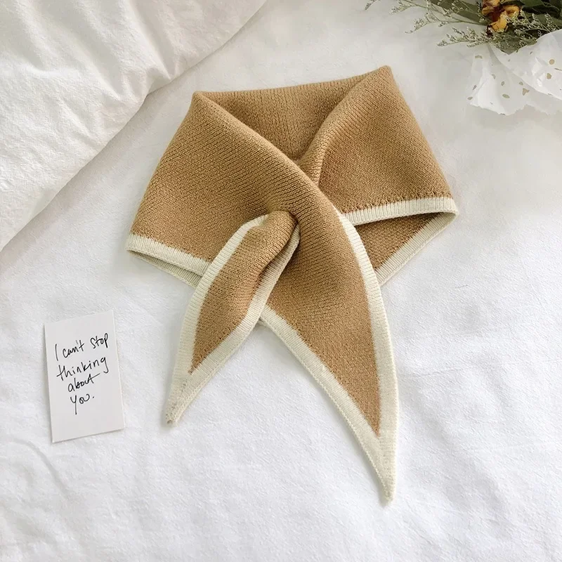 Women Autumn Warm Fake Collars Small Shawl Female Knit Scarf Girls Shirt False Collar for Sweater Dress Shirt Detachable Collar