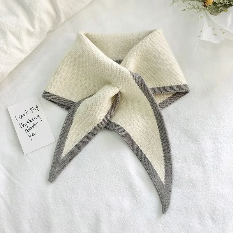 Women Autumn Warm Fake Collars Small Shawl Female Knit Scarf Girls Shirt False Collar for Sweater Dress Shirt Detachable Collar