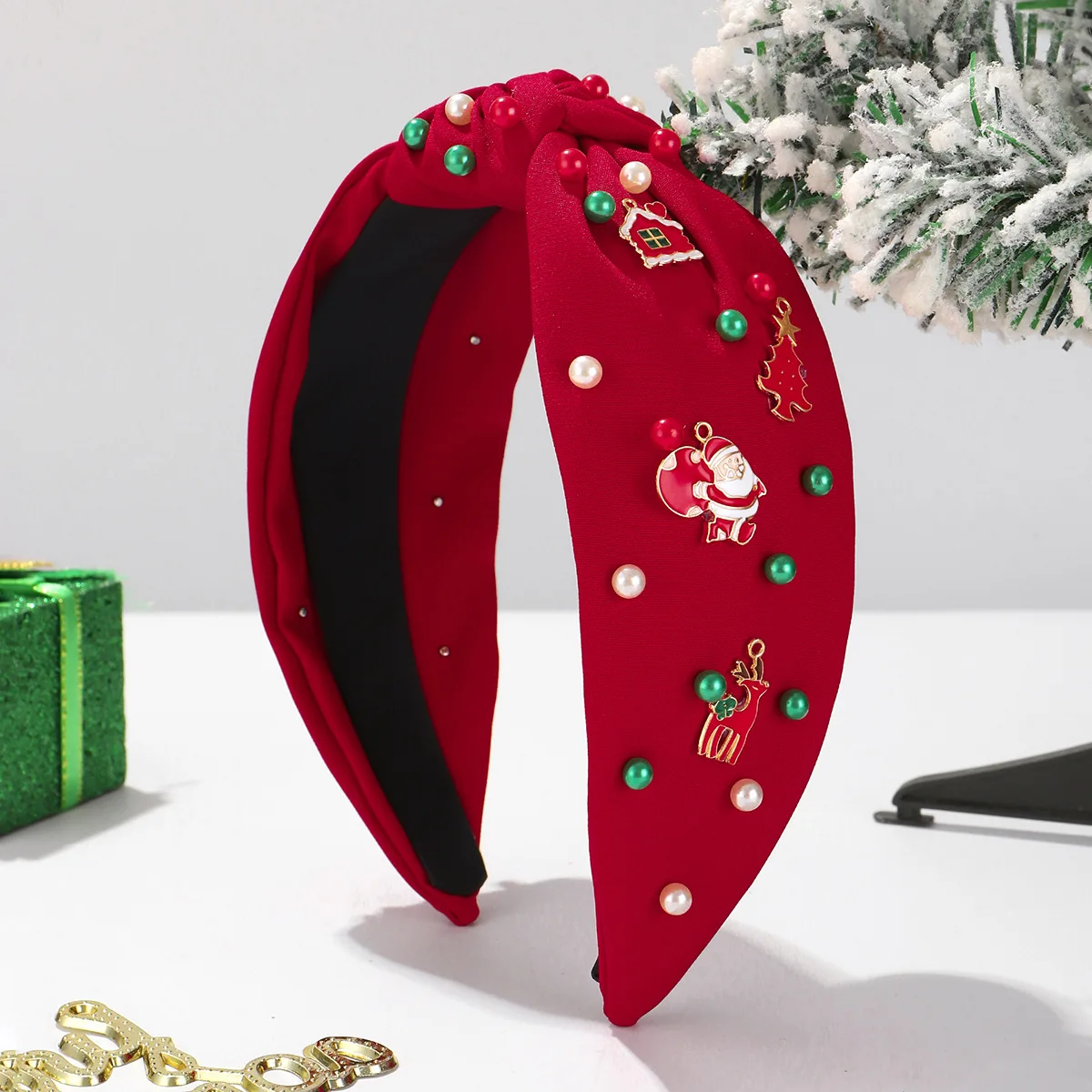 1pc Christmas Headband with Snowflake and Pearl, High Crown Retro Headband for Women, Wide Edge Hair Clip, Hair Accessory Headba
