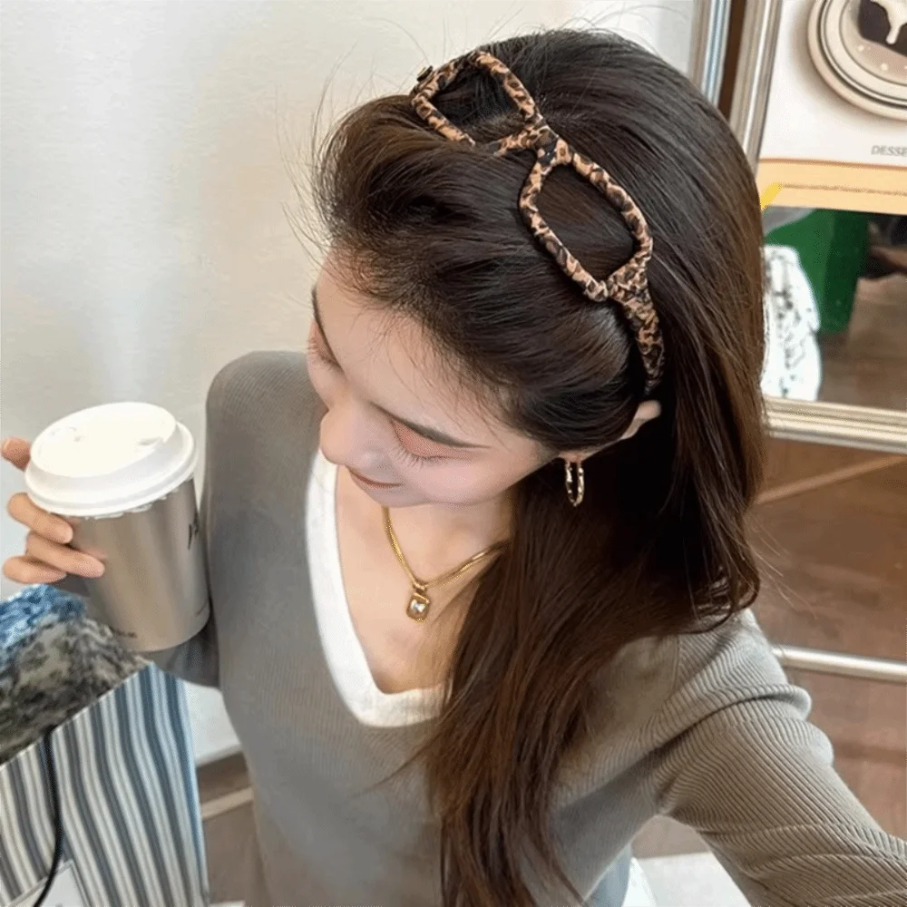 Styling Headdress Brown Headband Leopard Print 2in1 Glasses Headband Hairpin Eyeglass Frame Headdress Women