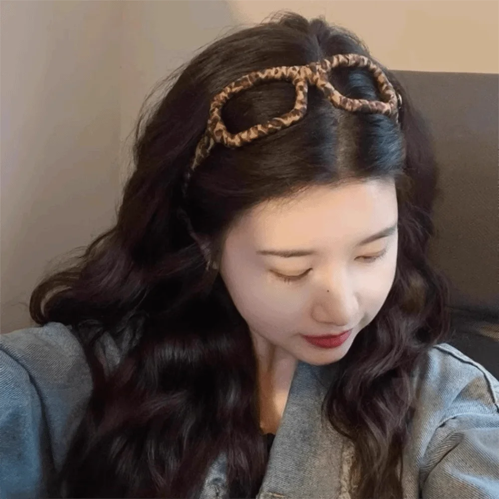 Styling Headdress Brown Headband Leopard Print 2in1 Glasses Headband Hairpin Eyeglass Frame Headdress Women