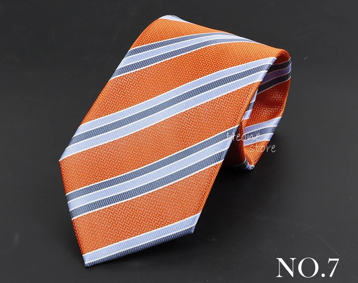 Luxury Business Men Tie Sage Green Orange Stripes Neckties Fit Wedding Party Office Group Holiday Party Daily Cravat Accessories