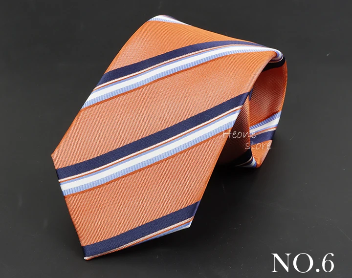 Luxury Business Men Tie Sage Green Orange Stripes Neckties Fit Wedding Party Office Group Holiday Party Daily Cravat Accessories