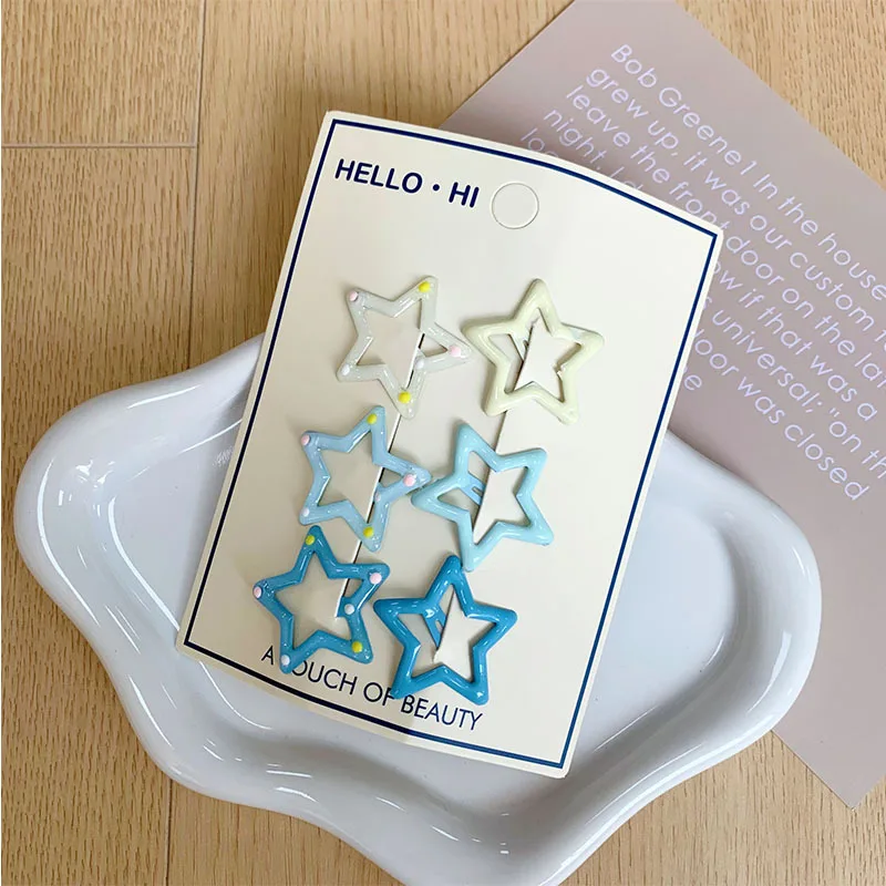 Ocean Blue Bobby Pins Set For Kids 2.5cm Tiny Alloy Hair Clips Dot Design Star Bowknot Heart Shape Side Hair Pins Grip No damage