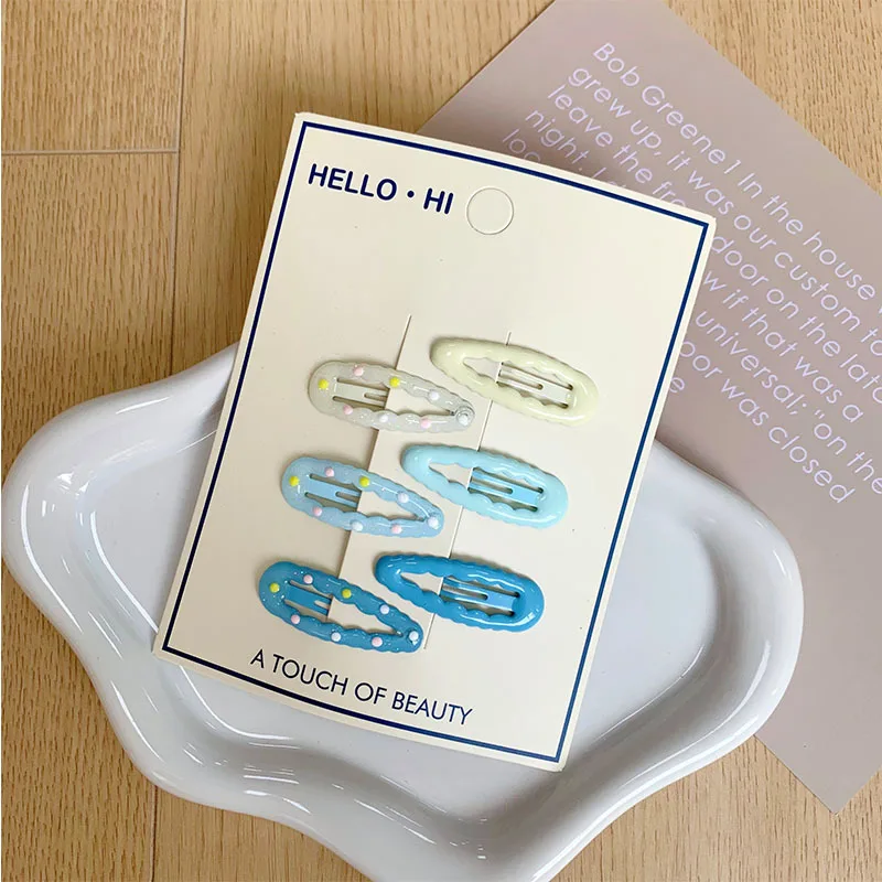 Ocean Blue Bobby Pins Set For Kids 2.5cm Tiny Alloy Hair Clips Dot Design Star Bowknot Heart Shape Side Hair Pins Grip No damage