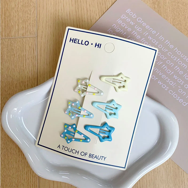 Ocean Blue Bobby Pins Set For Kids 2.5cm Tiny Alloy Hair Clips Dot Design Star Bowknot Heart Shape Side Hair Pins Grip No damage