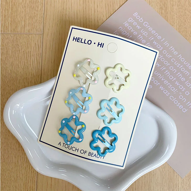 Ocean Blue Bobby Pins Set For Kids 2.5cm Tiny Alloy Hair Clips Dot Design Star Bowknot Heart Shape Side Hair Pins Grip No damage