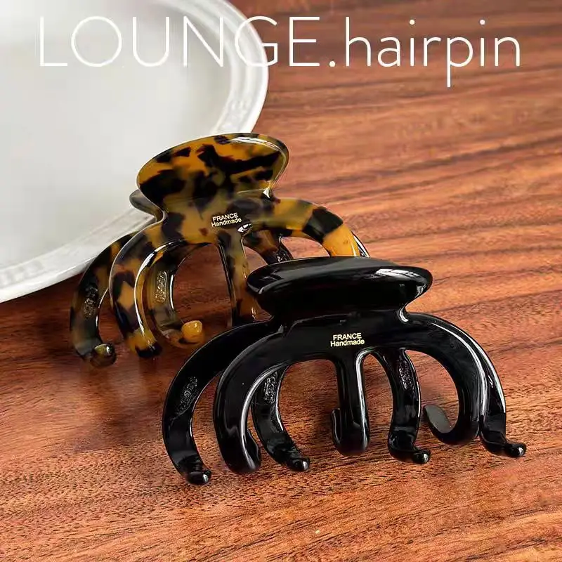 1PC The new French high-end temperament thickened acetate shark clip back of the head updo women's headdress hair grab