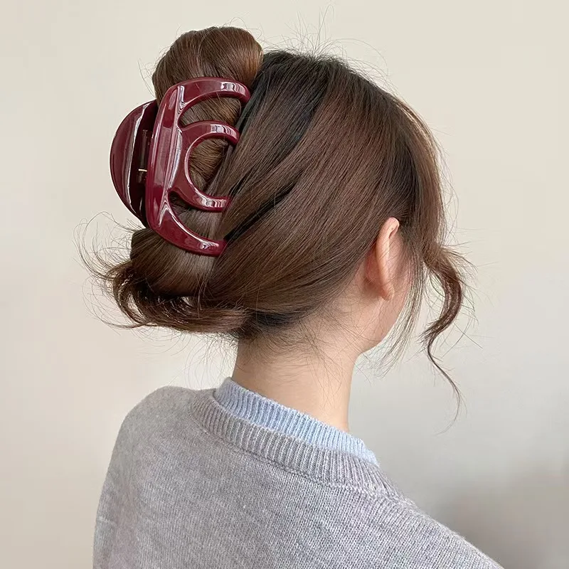 1PC The new French high-end temperament thickened acetate shark clip back of the head updo women's headdress hair grab