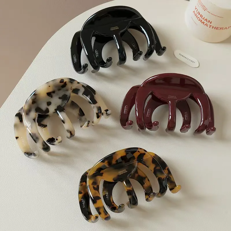 1PC The new French high-end temperament thickened acetate shark clip back of the head updo women's headdress hair grab