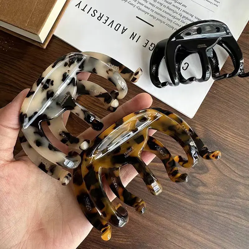 1PC The new French high-end temperament thickened acetate shark clip back of the head updo women's headdress hair grab