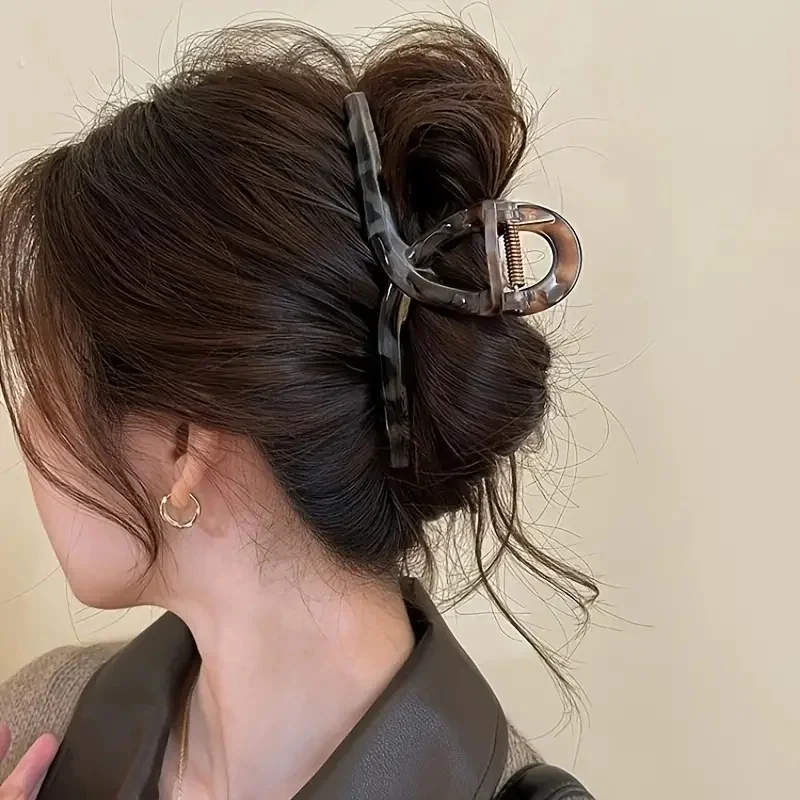 Vintage Leopard Print Hair Claw Clip Large Rectangular Secure Hold Hair Clip for Updos Elegant Hair Accessories Women Headwear