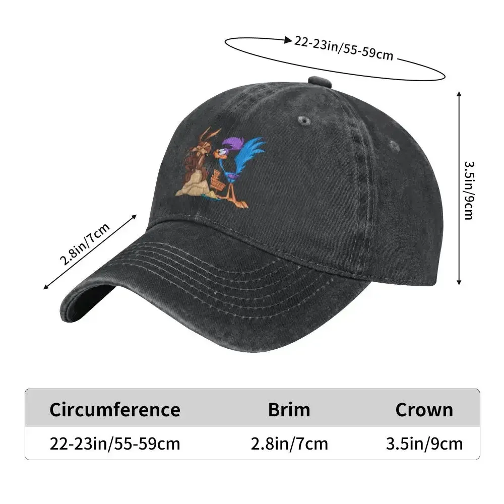 Control The Remote Baseball Cap for Men Women Distressed Denim Sun Cap Roadrunner Wile E Coyote Cartoon Outdoor Running Caps Hat