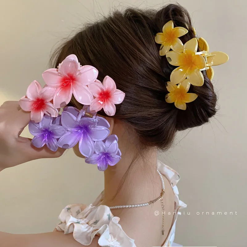 1/2pcs Fashion Gradient Egg Flower Hair Claws Clip For Women Sweet Acrylic Girls Hairpins Headwear Hair Accessorie