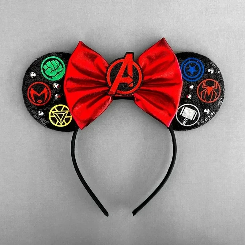 Disney Mickey Mouse Ears Marvel Spiderman Headbands for Kids Girls The Avengers Hairbands Adult Men Women Hair Accessories Gifts