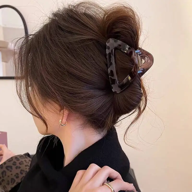 Geometry Triangle Large Hair Claw Clips Crab Clamps Women Girls Leopard Ponytail Holder Hair Barrettes Hairpins Hair Accessories