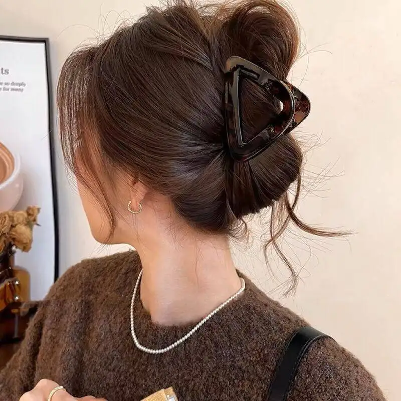 Geometry Triangle Large Hair Claw Clips Crab Clamps Women Girls Leopard Ponytail Holder Hair Barrettes Hairpins Hair Accessories