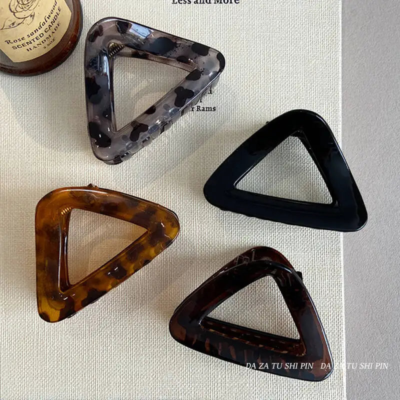 Geometry Triangle Large Hair Claw Clips Crab Clamps Women Girls Leopard Ponytail Holder Hair Barrettes Hairpins Hair Accessories