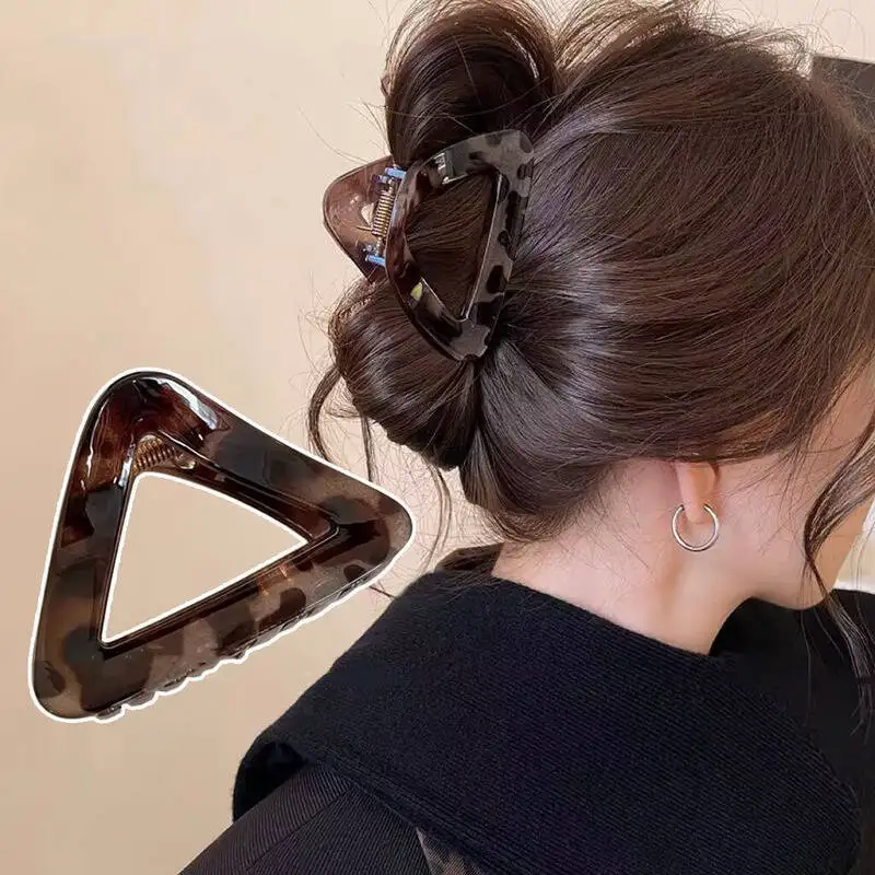 Geometry Triangle Large Hair Claw Clips Crab Clamps Women Girls Leopard Ponytail Holder Hair Barrettes Hairpins Hair Accessories