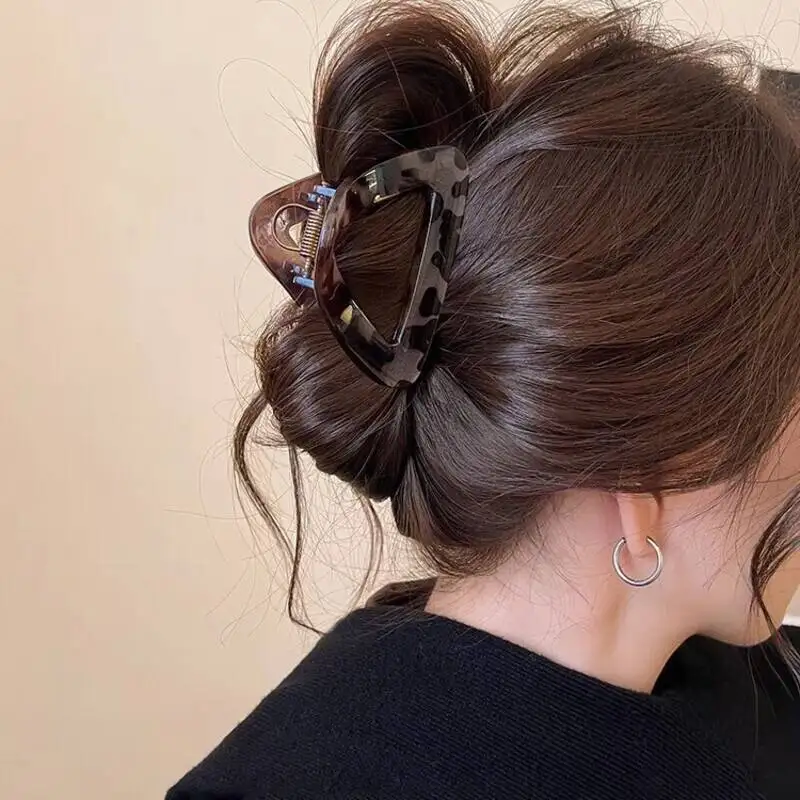 Geometry Triangle Large Hair Claw Clips Crab Clamps Women Girls Leopard Ponytail Holder Hair Barrettes Hairpins Hair Accessories