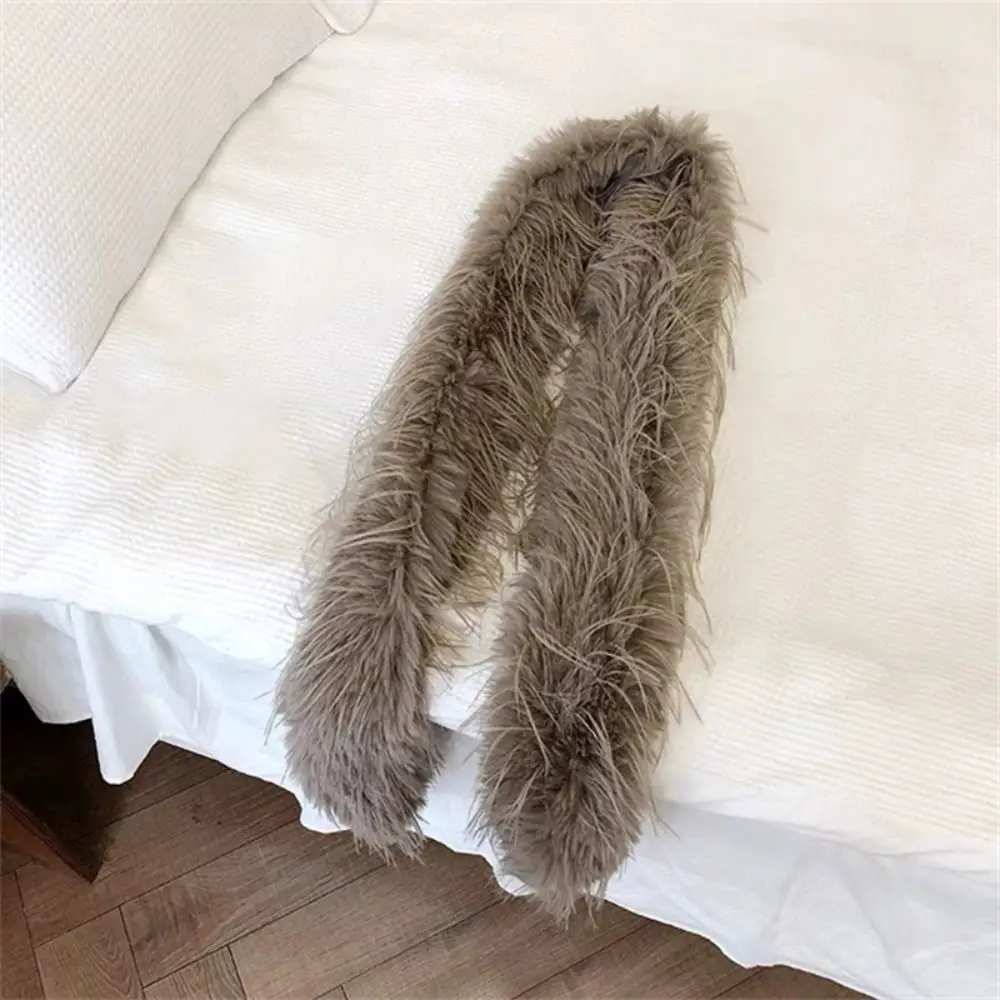 Thick Fluffy Plush Long Strip Scarf 180cm Imitation Mink Fur Y2K Girl Scarf Luxury Classic Ladies Tassels Scarf Outdoor
