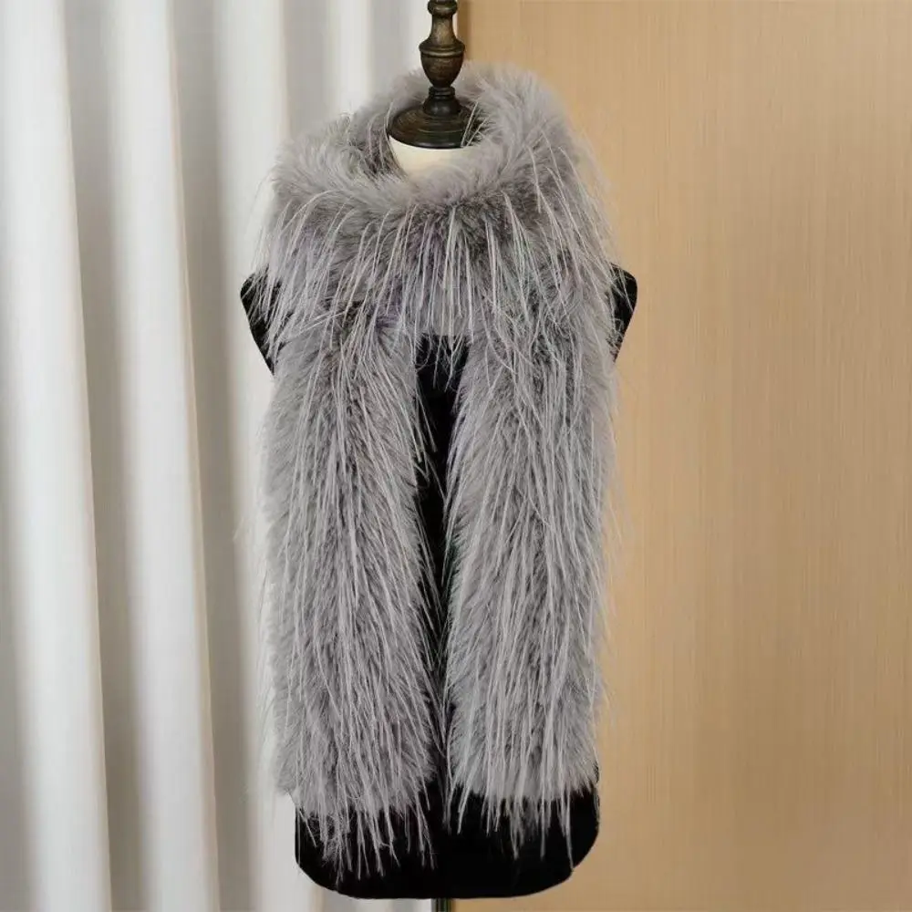 Thick Fluffy Plush Long Strip Scarf 180cm Imitation Mink Fur Y2K Girl Scarf Luxury Classic Ladies Tassels Scarf Outdoor