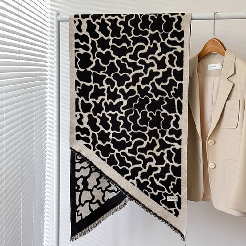 2025 New Design Women's Winter Cashmere Scarf - Elegant Warm Leopard Print Pashmina Shawl, Poncho & Bufanda