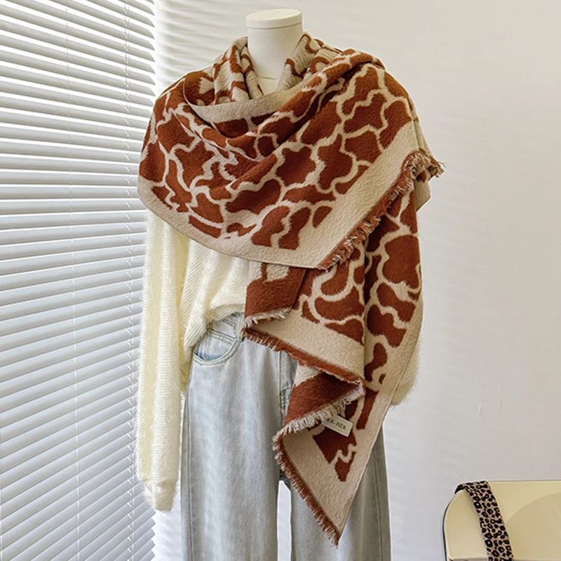 2025 New Design Women's Winter Cashmere Scarf - Elegant Warm Leopard Print Pashmina Shawl, Poncho & Bufanda