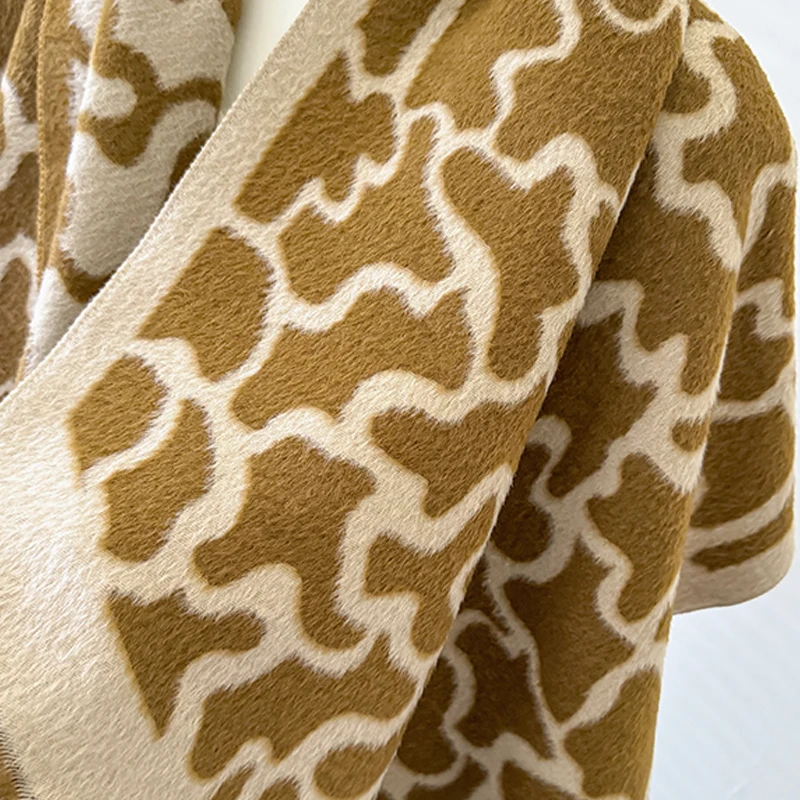 2025 New Design Women's Winter Cashmere Scarf - Elegant Warm Leopard Print Pashmina Shawl, Poncho & Bufanda