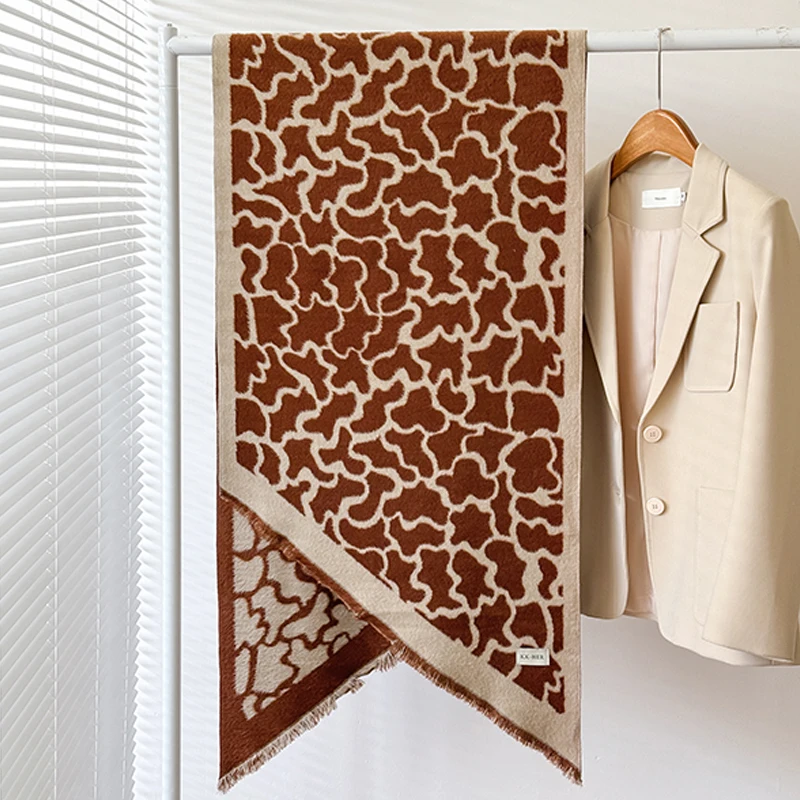 2025 New Design Women's Winter Cashmere Scarf - Elegant Warm Leopard Print Pashmina Shawl, Poncho & Bufanda