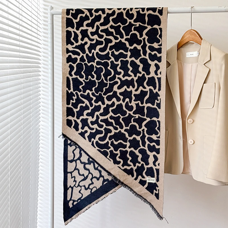 2025 New Design Women's Winter Cashmere Scarf - Elegant Warm Leopard Print Pashmina Shawl, Poncho & Bufanda