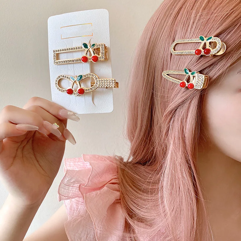 1/4pcs New Cute Cherry Hair Clip, Simple and Versatile for Women's Bangs and Personalized Headwear